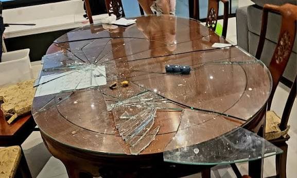 Custom-cut glass replacement for a round dining table top