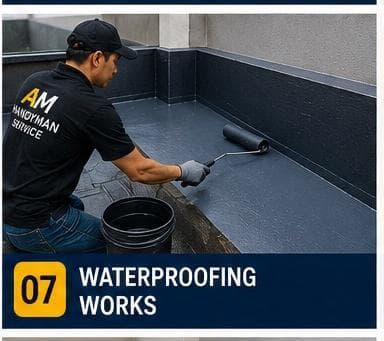 Worker applying PU injection to a ceiling crack to stop water seepage