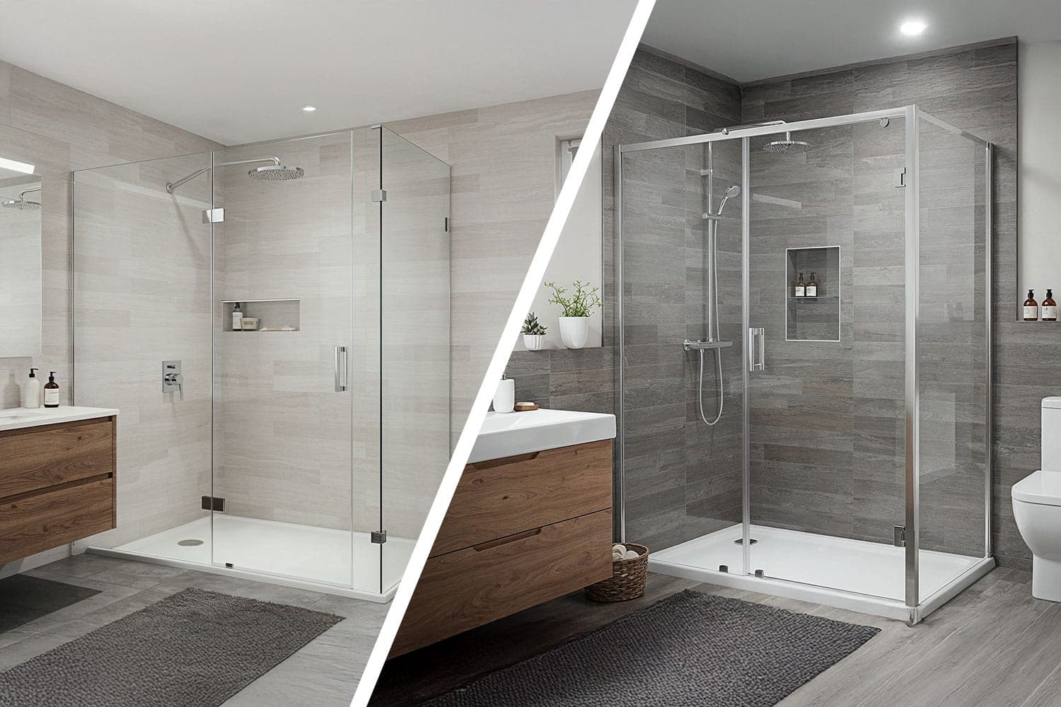 Semi-frameless shower screen installation in a condo bathroom