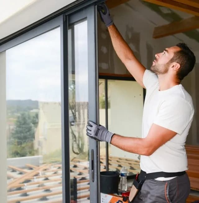 Replacing rollers on a sliding glass door in a condo balcony